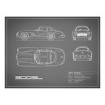 Mercedes 300SL Gullwing // Grey (Print // 18"W x 24"H x .01"D)