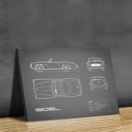 Mercedes 190 // SL // Grey (Print // 18"W x 24"H x .01"D)