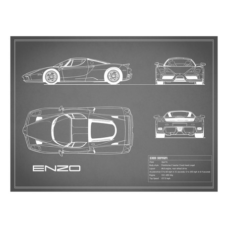 Ferrari Enzo // Grey (Print // 18"W x 24"H x .01"D)