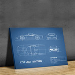 Ferrari Dino 206 1965 // Blue (Print // 18"W x 24"H x .01"D)