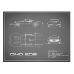 Ferrari Dino 206 1965 // Grey (Print // 18"W x 24"H x .01"D)