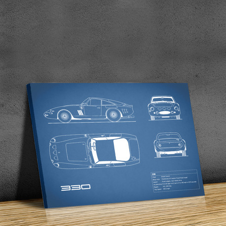 Ferrari 330 // Blue (Print // 18"W x 24"H x .01"D)