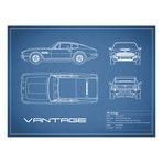 Aston V8 Vantage // Blue (Print // 18"W x 24"H x .01"D)