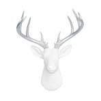 14 Point Deer Head Wall Mount (White + Gold)