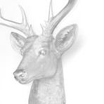 14 Point Deer Heads Wall Mount // Silver