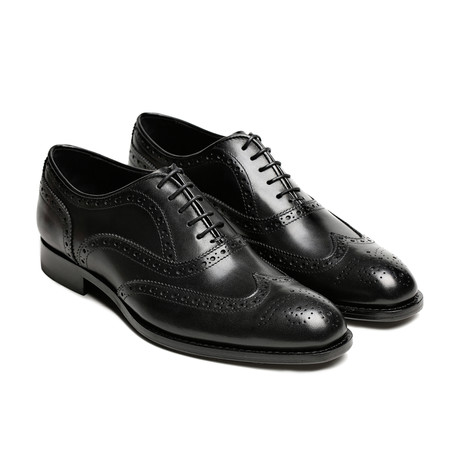 Leather Wing Cap Oxford // Black (Euro: 40)
