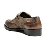 Suede Wing Cap Monk Strap Brogue // Taupe (Euro: 40)