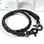 Leather Double Wrap Bracelet // Hinge Clasp // Black