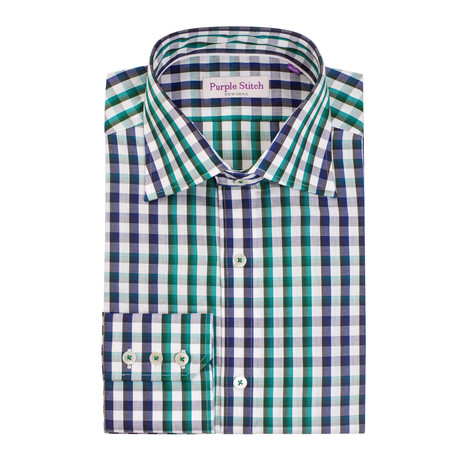 Bleeker Button-Up Shirt // Green + Blue + White Checks (US: 15.5R)