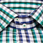 Bleeker Button-Up Shirt // Green + Blue + White Checks (US: 16R)