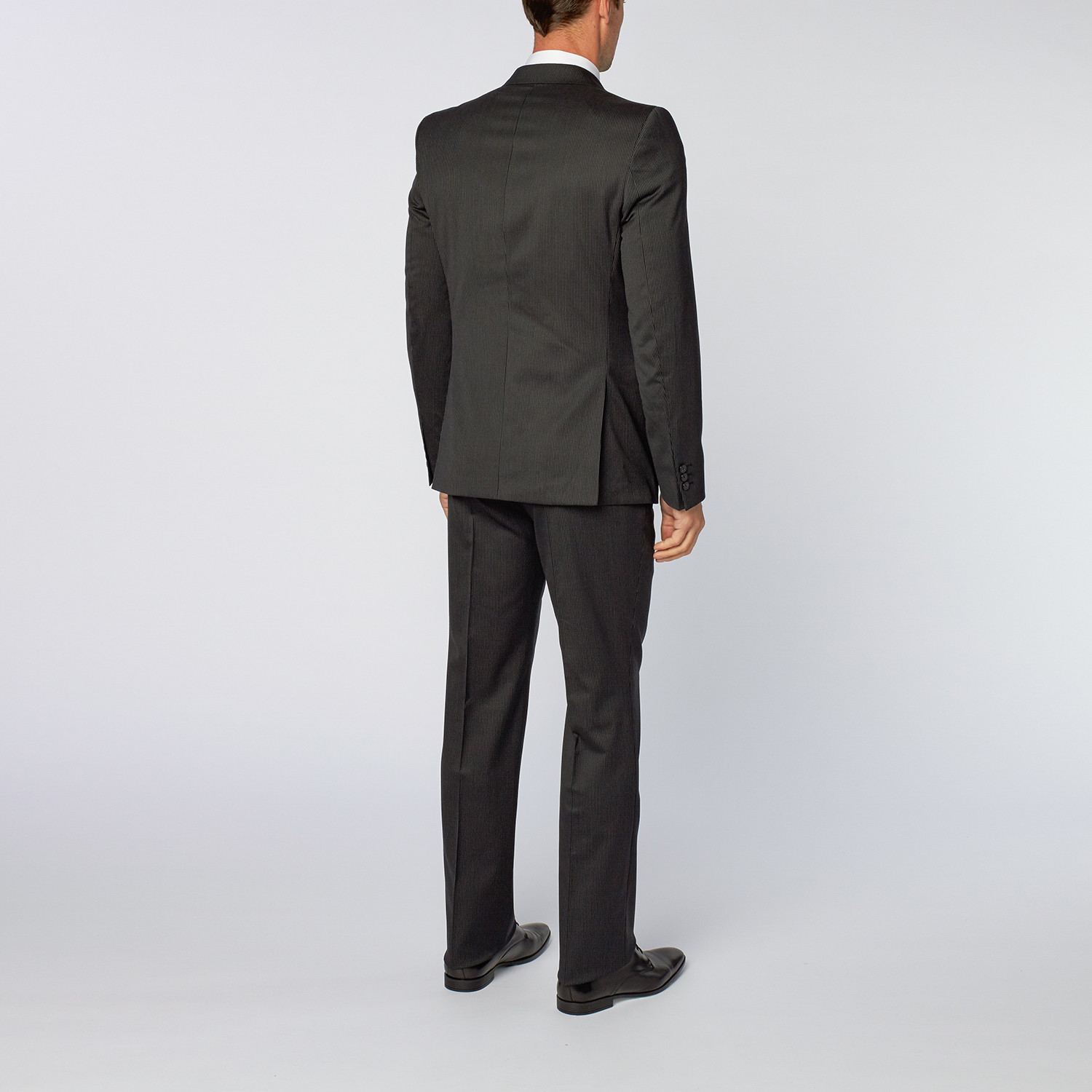 Pinstripe Texture Suit // Black (Euro: 46R) - Versace Collection Suits ...