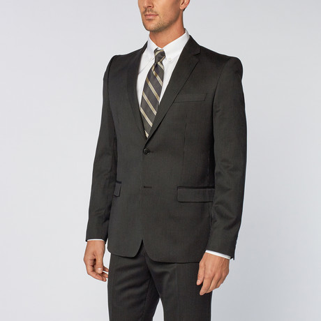Pinstripe Texture Suit // Black (Euro: 46R)