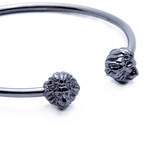 Gunmetal Twin Head of Lion Bangle (Small (15-16.9 cm))