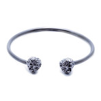 Gunmetal Twin Head of Lion Bangle (Small (15-16.9 cm))