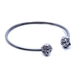 Gunmetal Twin Head of Lion Bangle (Small (15-16.9 cm))