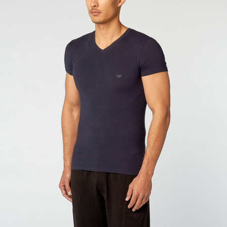 Mini Logo V-Neck Tee // Marine (XL)