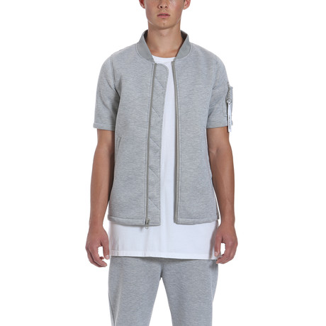 Short Sleeve MA-1 Bomber // Light Heather Grey (S)