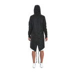 Fish-Tail Long Parka // Black (XL)
