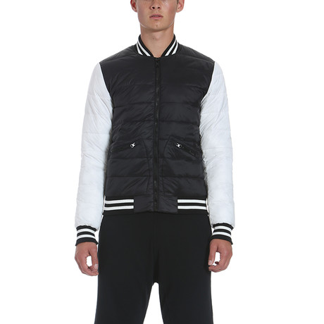 Lightweight Varsity Puffer Jacket // Black (S)