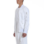 Longer MA-1 Bomber Jacket // White (2XL)