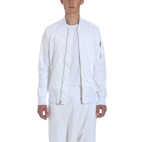 Longer MA-1 Bomber Jacket // White (S)
