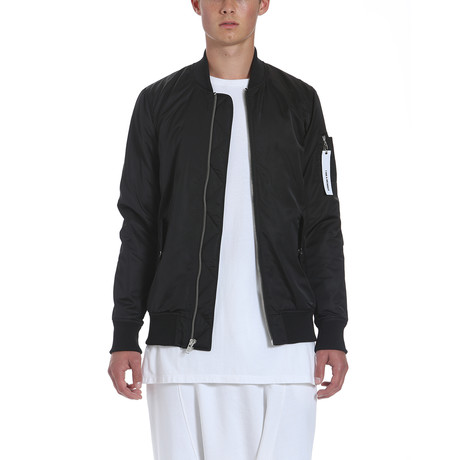 Longer MA-1 Bomber Jacket // Black (S)