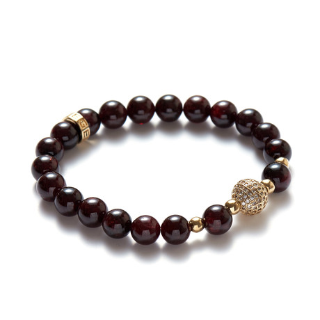 Hers Bracelet // Garnet + Gold Ball (Small // 5.9"L)