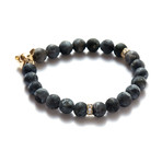 Labradorite Gold Wolf Bracelet (Small // 5.9"L)