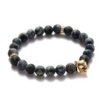 Labradorite Gold Wolf Bracelet (Small // 5.9"L)