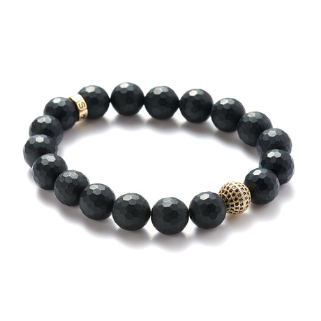 Facetted Onyx Gold Ball Bracelet (Small // 5.9"L)