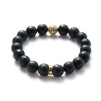 Facetted Onyx Gold Ball Bracelet (Small // 5.9"L)