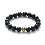 Facetted Onyx Gold Ball Bracelet (Small // 5.9"L)