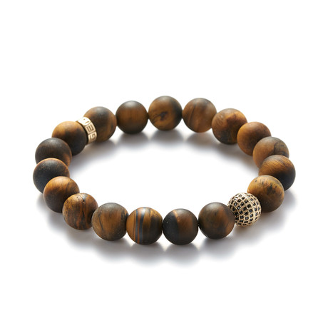 Tiger Eye Gold Ball Bracelet (Small // 5.9"L)