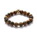 Matte Tiger Eye Gold Wolf Bracelet (Small // 5.9"L)