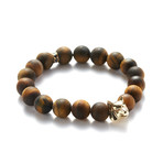 Matte Tiger Eye Gold Wolf Bracelet (Small // 5.9"L)