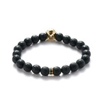 Facetted Onyx Gold Wolf Bracelet (Small // 5.9"L)