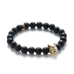 Facetted Onyx Gold Wolf Bracelet (Small // 5.9"L)