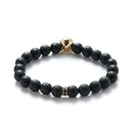 Facetted Onyx Gold Wolf Bracelet (Small // 5.9"L)