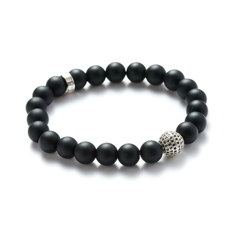 Onyx Silver Ball Bracelet (Small // 5.9"L)