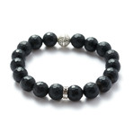 Facetted Onyx Silver Ball Bracelet (Small // 5.9"L)