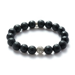 Facetted Onyx Silver Ball Bracelet (Small // 5.9"L)