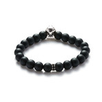 Onyx Silver Wolf Bracelet (Small // 5.9"L)