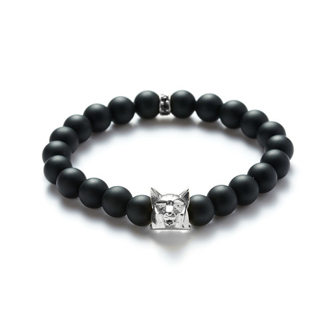 Onyx Silver Wolf Bracelet (Small // 5.9"L)