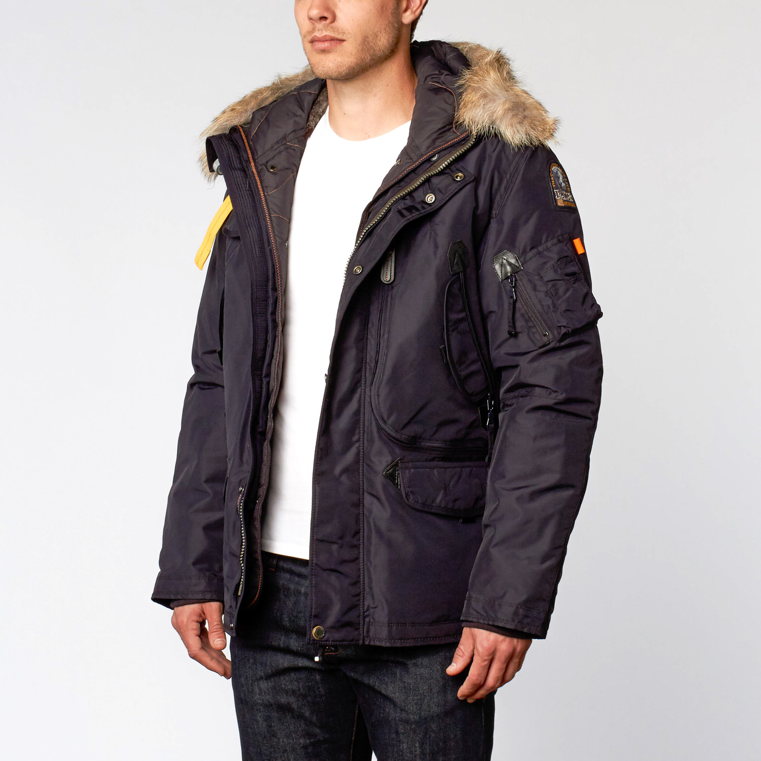 Right Hand Fur Trimmed Nylon Jacket // Navy (S) - Parajumpers - Touch ...