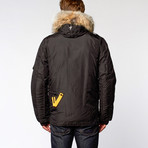 Right Hand Fur Trimmed Nylon Jacket // Black (S)