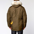 Kodiak Fur Trimmed Nylon Jacket // Army (M)