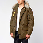 Kodiak Fur Trimmed Nylon Jacket // Army (M)