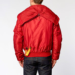 Gobi Fur Trimmed Bomber Jacket // Red (S)