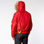 Gobi Fur Trimmed Bomber Jacket // Red (S)