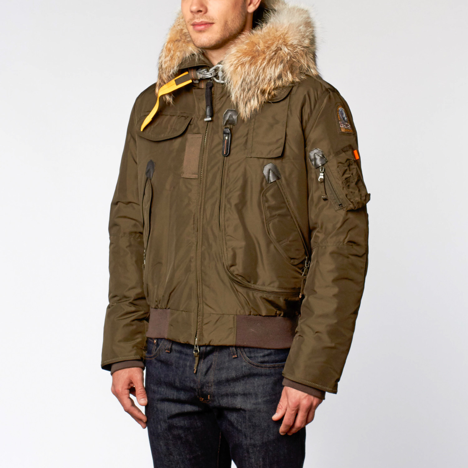 Gobi Fur Trimmed Bomber Jacket // Army 